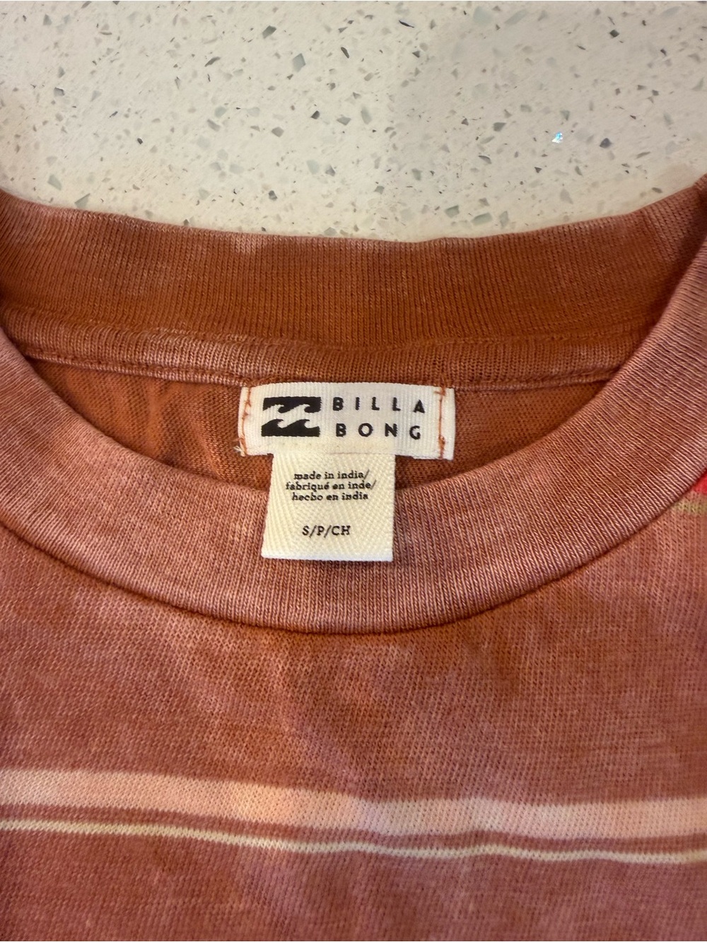 Billabong Rust and Cream Striped Short Sleeve Tee